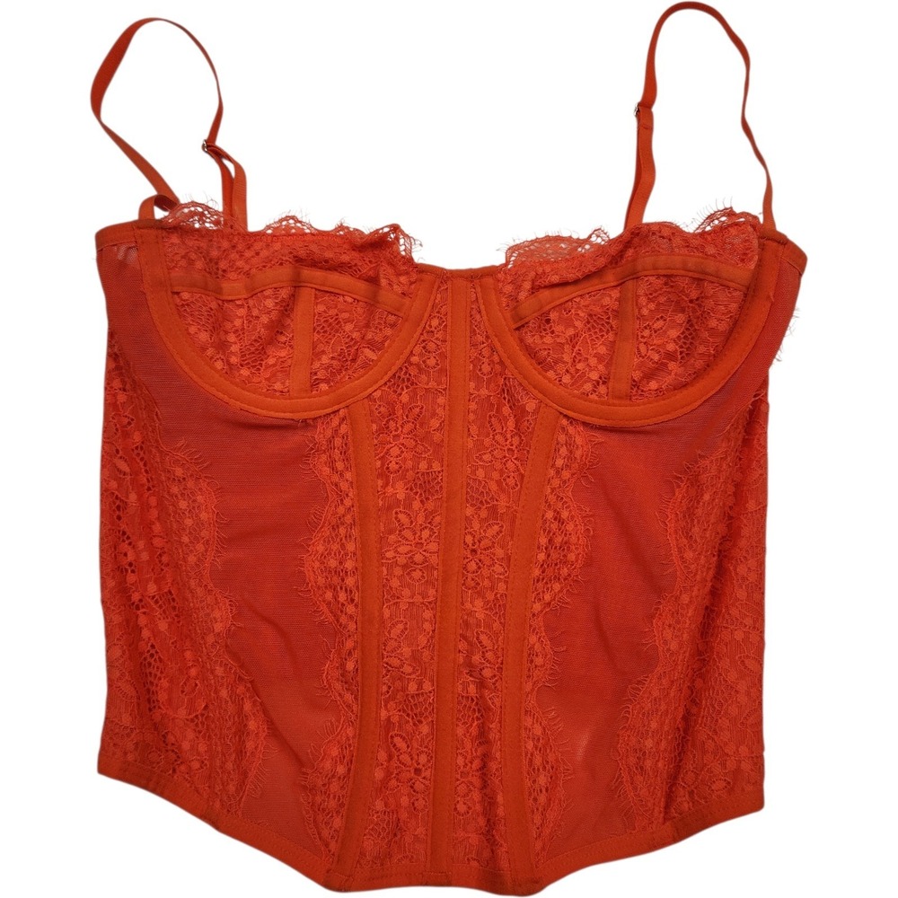 Urban Outfitters Red Lace Bustier Bodysuit